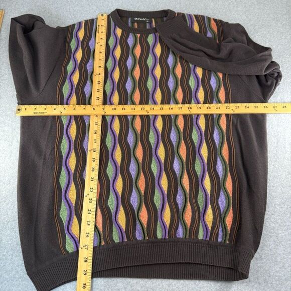 St. Croix Men's XL Colorful Geometric Pattern Sweater 3D Knit Grandpa Crewneck - Picture 5 of 12
